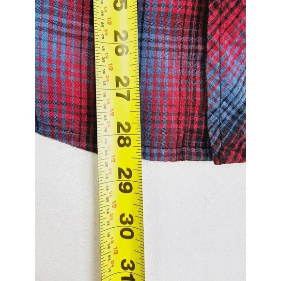 Salt Valley Size Medium Men's Red Black Blue Check Pearl Snap Long Sleeve Shirt - Picture 9 of 11